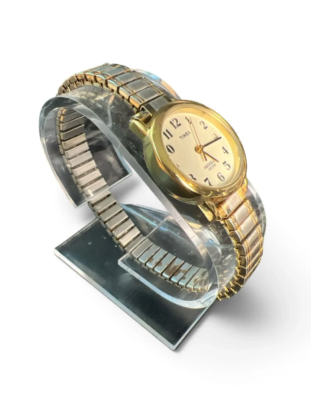 Timex Indiglo Watch Gold Tone Expansion Band Date WR 30M Easy Reader C9 2004